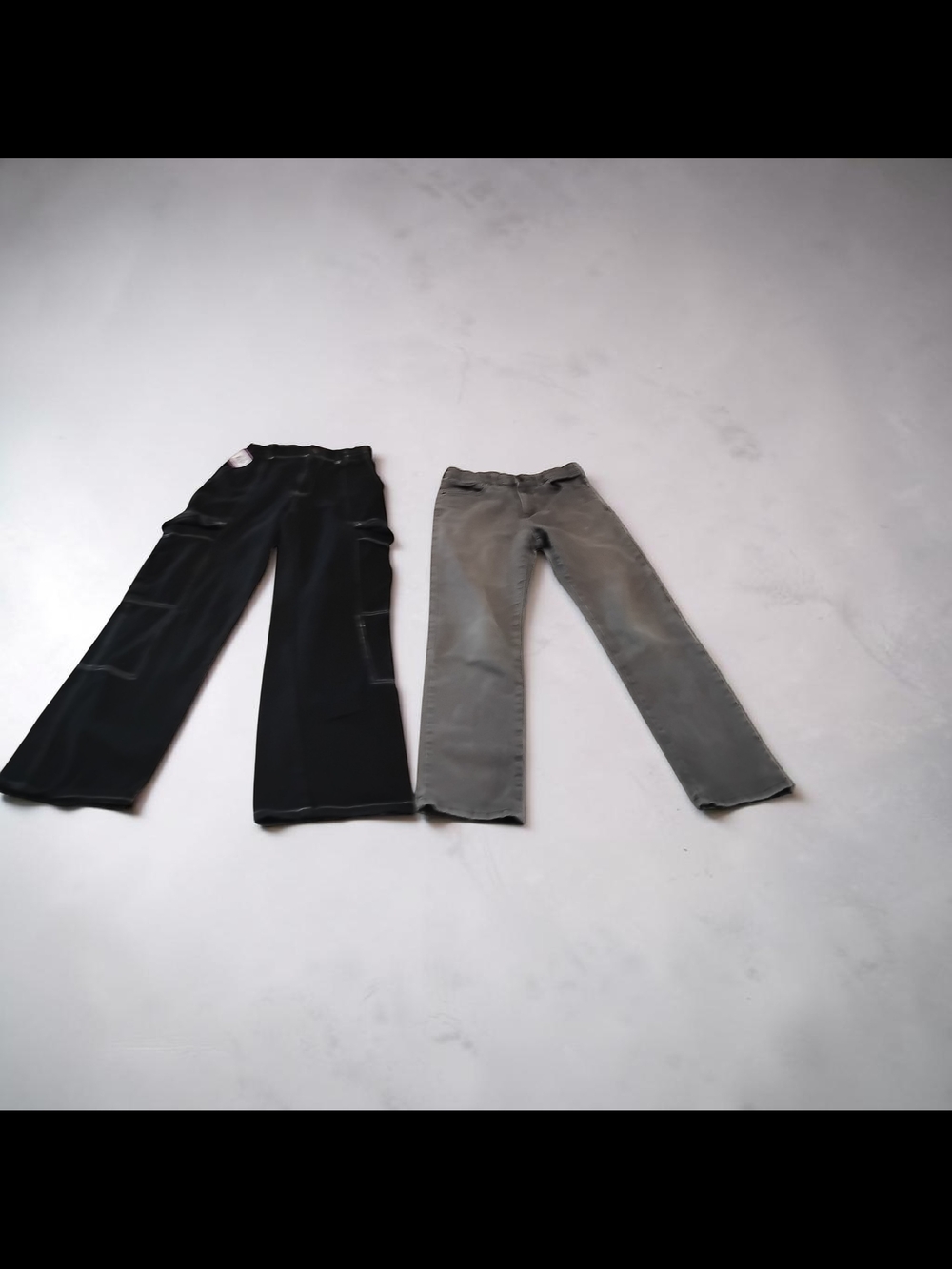 Two Women's Pants - Black Cargo & Gray Straight